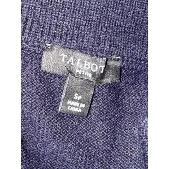 Talbot's Navy Half-Zip Mockneck Sweater Stripe Fair Isle Sp Preppy Nordic Wool - Picture 8 of 9